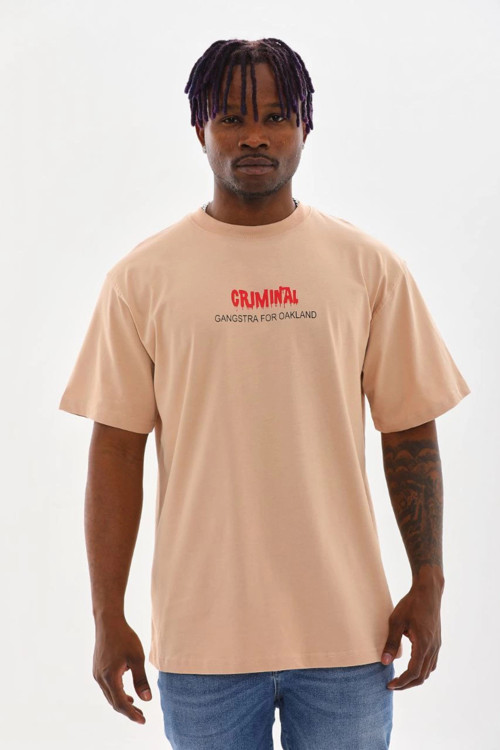 beybunn ERKEK Baskılı Oversize T-Shirt - Bej