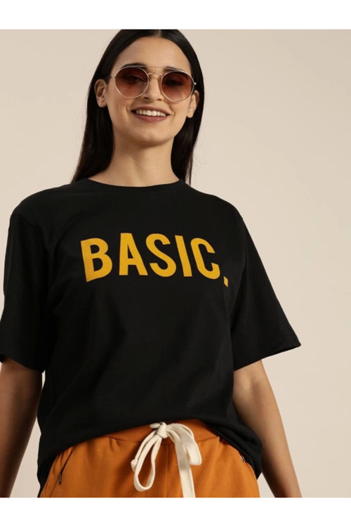beybunn Baskılı Kadın T-shirt - Siyah