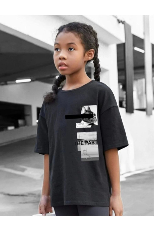 beybunn Çocuk Unisex Baskılı T-Shirt - Siyah