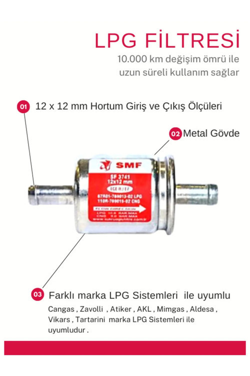 3741 12X12 Otogaz Lpg Filtresi 1 Adet (Sıralı Lpg Sistem Olan Bütün Araçlara Uyumlu)