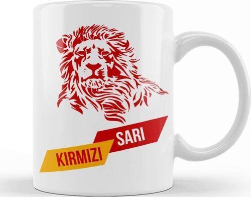 Aslan Sarı Kırmızı Kupa Bardak Porselen