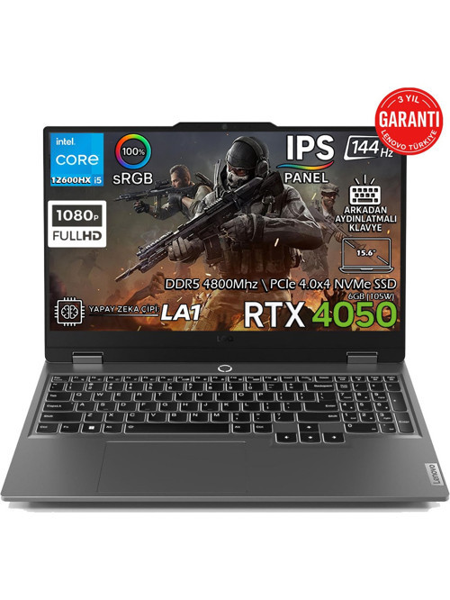 LOQ 15IAX9 i5-12600HX 32-GBDDR5 512 GB SSD RTX4050 105W 15.6" Full HD Windows 11 Home 83GS00L8TRAT62