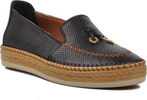 394162 Siyah Hakiki Deri Kadın Loafer Ayakkabı