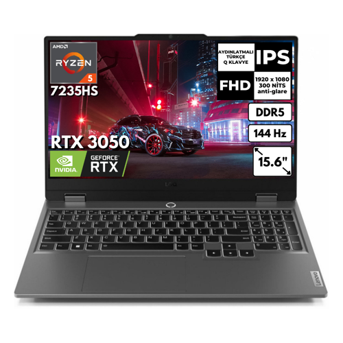 LOQ 15ARP9 Ryzen 5 7235HS 8 GB 256 GB SSD 6GB RTX3050 15.6" FHD Windows 11 Home Gaming Laptop 83JC00DXTRAT26