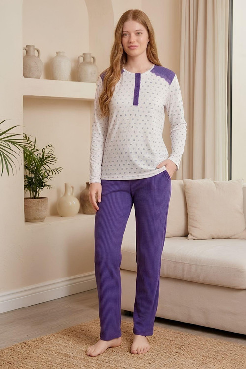 Mecit 6355 Mor Büyük Beden Kadın Pijama Takımı
