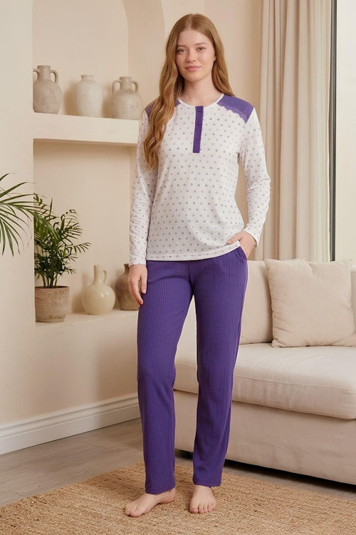 Mecit 6355 Mor Büyük Beden Kadın Pijama Takımı