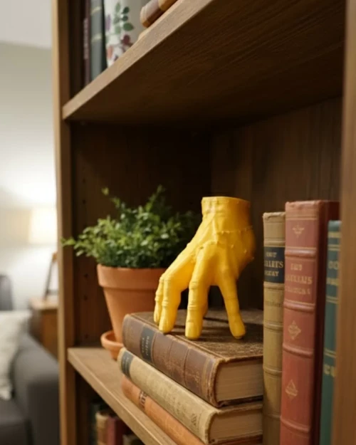 3D Sarı El Heykeli 17x16 cm Raf ve Masa Üstü Dekor