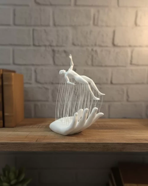 3D El Formlu İnsan Figürü Beyaz Modern Ev ve Ofis Dekoru