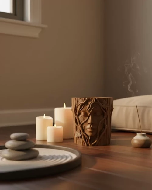 3D Yüz Figürlü Doğa Konseptli Dekoratif Saksı Şık Vazo Tasarımı