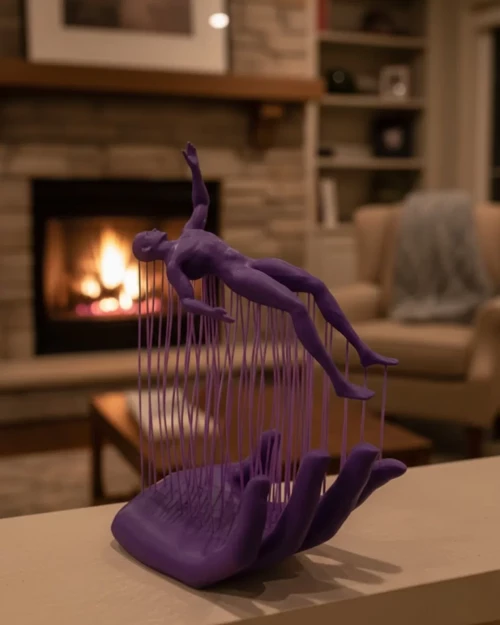 3D El İnsan Figürü Mor Modern Masa Üstü Ev ve Ofis Dekoru