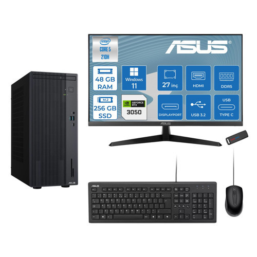 Expertcenter P500MV Intel® Core™ Ultra 5 210H 4.8ghz Aı 48GB Ddr5 256GB SSD 27" 120Hz 6GB/RTX3050 WIN11HOME Mini Tower Masaüstü Bilgisayar E52108512B0D23H16+ZETTAUSBBELLEK