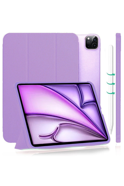 İpad Air 13" M3 (2025) / M2 (2024) Kılıf Kapaklı Smart Standlı Uyku Modlu Akıllı Case