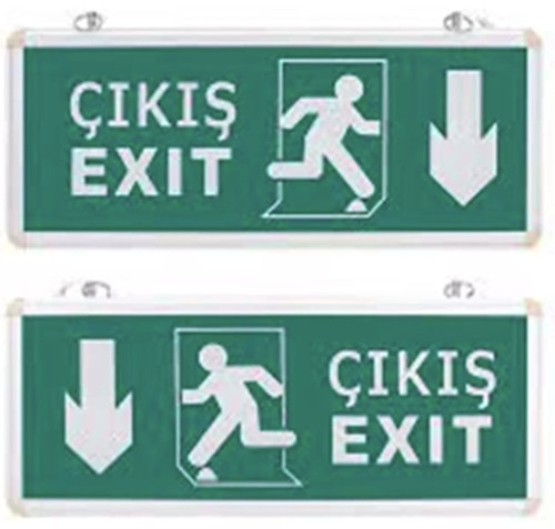 Exıt Çıkış Armatürü Ledli 3 Saat Akülü - Aşağı Ok Çıkış Exıt Adamlı Cata 9167 3w