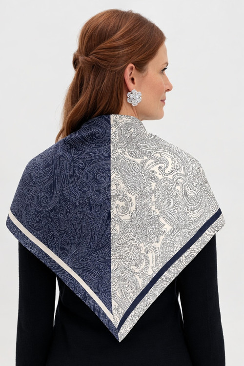 Lacivert Royal Fular / Bandana / Aksesuar / Eşarp 90x90 cm