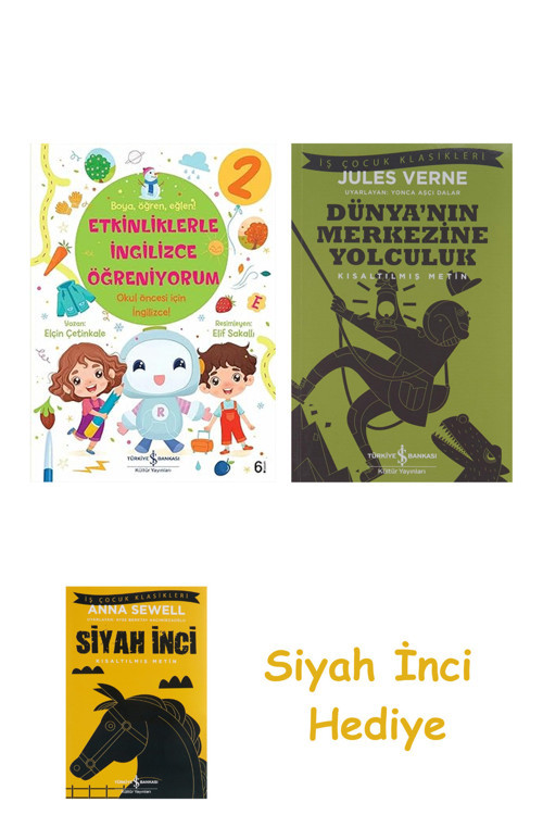 Etkinliklerle İngilizce Öğreniyorum - 2 + Dünyanın Merkezine Yolculuk + Siyah İnci Hediye