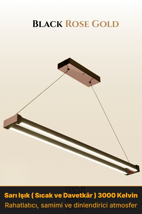 Vega Rose Gold Lineer LED Sarkıt Avize – Kumandalı Dim Edilebilir – Aşağı Işık