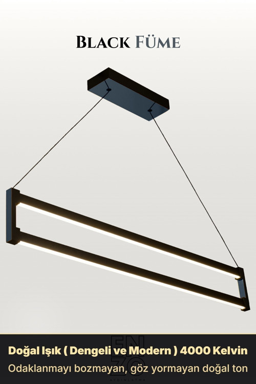 Orion Füme Lineer LED Sarkıt Avize – Kumandalı Dim Edilebilir – Aşağı Işık