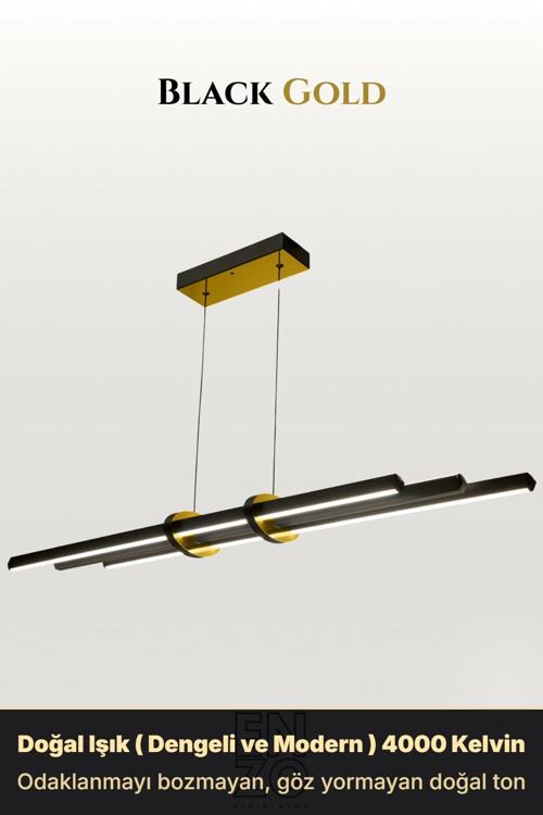 Cosmo Gold Lineer LED Sarkıt Avize – Kumandalı Dim Edilebilir – Yukarı & Aşağı Işık