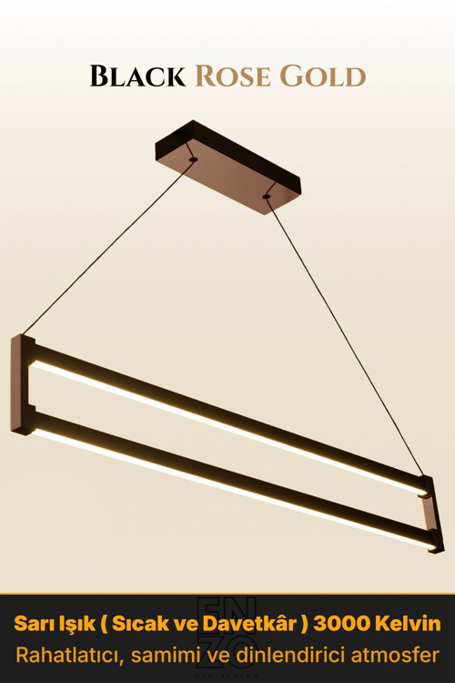 Orion Rose Gold Lineer LED Sarkıt Avize – Kumandalı Dim Edilebilir – Aşağı Işık