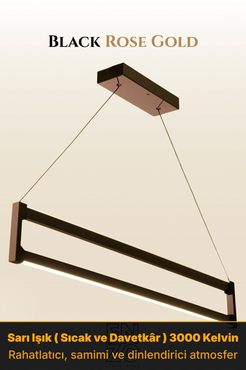 Orion Rose Gold Lineer LED Sarkıt Avize – Kumandalı Dim Edilebilir – Yukarı & Aşağı Işık