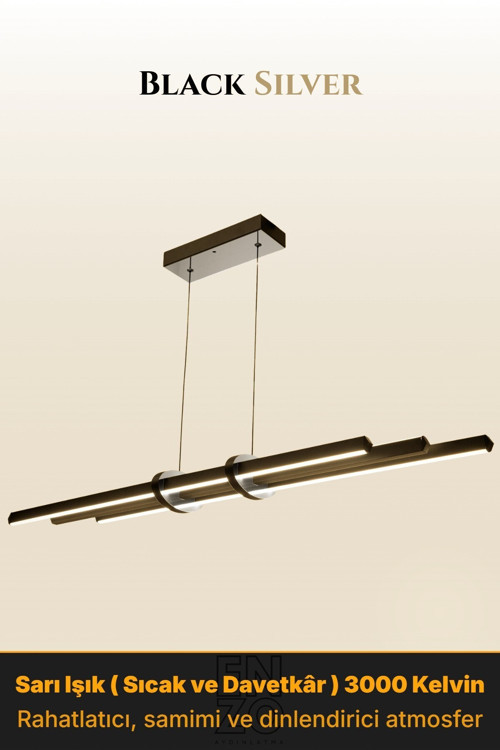 Cosmo Silver Lineer LED Sarkıt Avize – Kumandalı Dim Edilebilir – Yukarı & Aşağı Işık