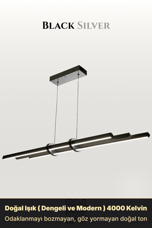 Cosmo Silver Lineer LED Sarkıt Avize – Kumandalı Dim Edilebilir – Yukarı & Aşağı Işık
