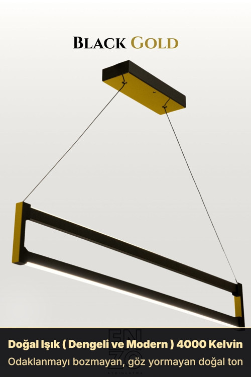 Orion Gold Lineer LED Sarkıt Avize – Kumandalı Dim Edilebilir – Yukarı & Aşağı Işık