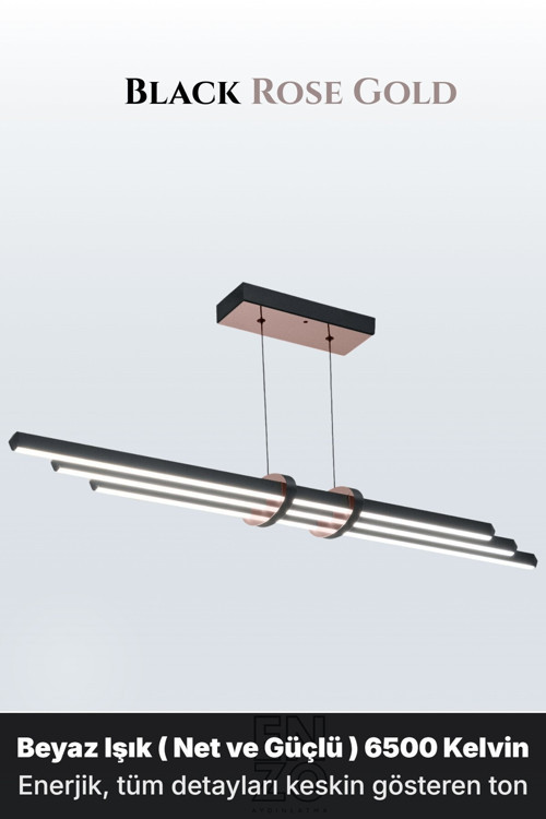 Cosmo Rose Gold Lineer LED Sarkıt Avize – Kumandalı Dim Edilebilir – Aşağı Işık