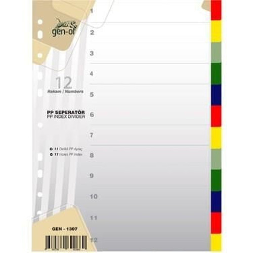 Seperatör 1-12 Rakamlı Plastik A4