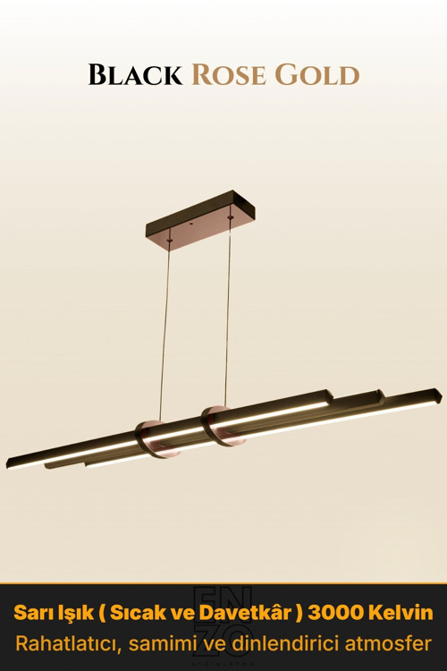 Cosmo Rose Gold Lineer LED Sarkıt Avize – Kumandalı Dim Edilebilir – Yukarı & Aşağı Işık