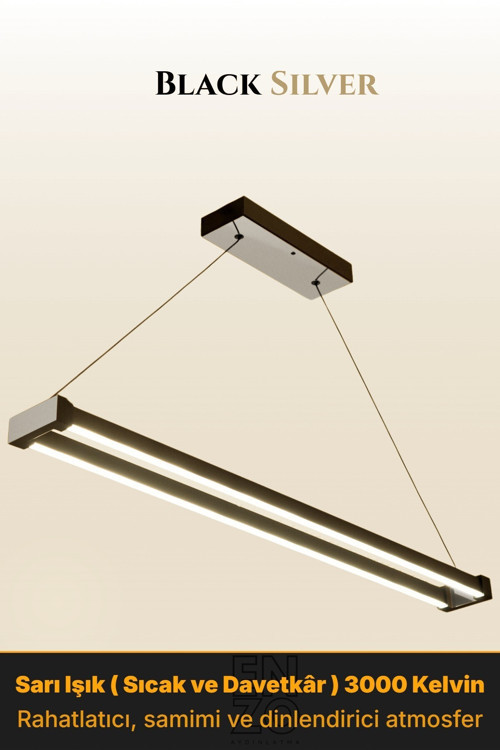 Vega Silver Lineer LED Sarkıt Avize – Kumandalı Dim Edilebilir – Aşağı Işık