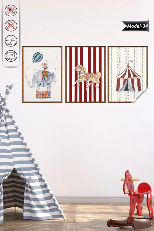 Statik Tutunma Özellikli Tablo - Poster Çocuk Odası (Model- 34)