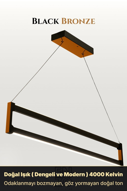 Orion Bronz Lineer LED Sarkıt Avize – Kumandalı Dim Edilebilir – Yukarı & Aşağı Işık