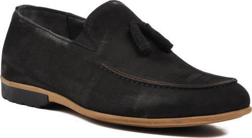 7105 Siyah Nubuk İçi Dışı Hakiki Deri Erkek Loafer Ayakkabı