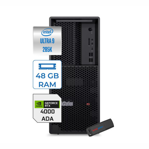 Thinkstation P3 Tower Gen2 Intel Core Ultra 9 285K 48GB 1tb SSD 20GB/RTX4000 750W Platinum Freedos Masaüsüt Iş Istasyonu 30HT006QTRF18 + Zettausb