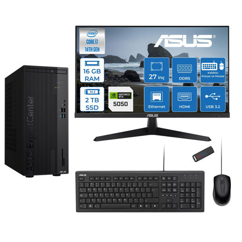 Expertcenter D501MER Intel® Core™ İ7-14700 16GB Ddr5 2tb SSD 8GB/RTX5050 Freedos +27" 120Hz Monitör Mini Tower Masaüstü Bilgisayar 27WD501MER27F04+ZETTAUSBBELLEK