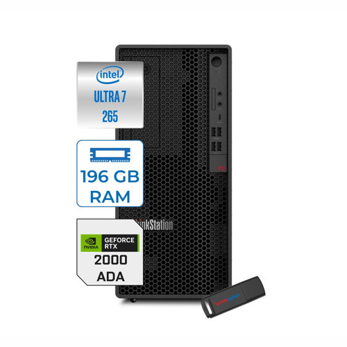 Thinkstation P2 Tower Gen2 Intel Core Ultra 7 265 192GB 2tb SSD 16GB/RTX2000 500W Platinum Windows 11 Home Masaüsüt Iş Istasyonu 30JQ0037TRH47 + Zettausb