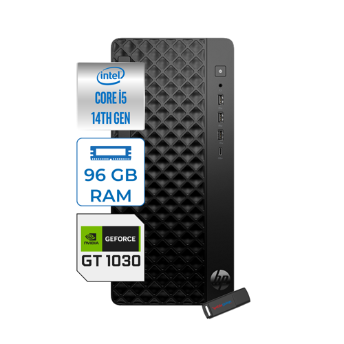 Prodesk 2 Tower G1I Intel I5 14400 4,7 Ghz 96GB Ddr5 2tb SSD 4GB/GT1030 WIN11PRO Mini Tower Masaüstü Bilgisayar B70VQAT21P34+ZETTAUSBBELLEK