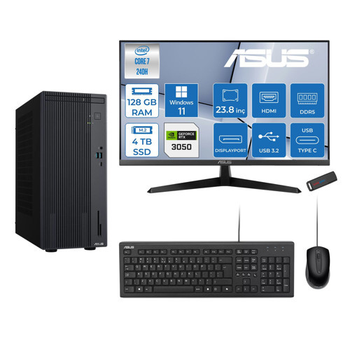 Expertcenter P500MV Intel® Core™ Ultra 7 240H 5.2ghz Aı 128GB Ddr5 4tb SSD 23.8"120Hz 6GB/RTX3050 WIN11PRO Mini Tower Masaüstü Bilgisayar D724016512B0D23P40+ZETTAUSBBELLEK