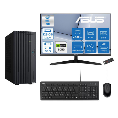Expertcenter P500MV Intel® Core™ Ultra 7 240H 5.2ghz Aı 128GB Ddr5 2tb SSD 23.8"120Hz 6GB/RTX3050 Freedos Mini Tower Masaüstü Bilgisayar D724016512B0D23F39+ZETTAUSBBELLEK