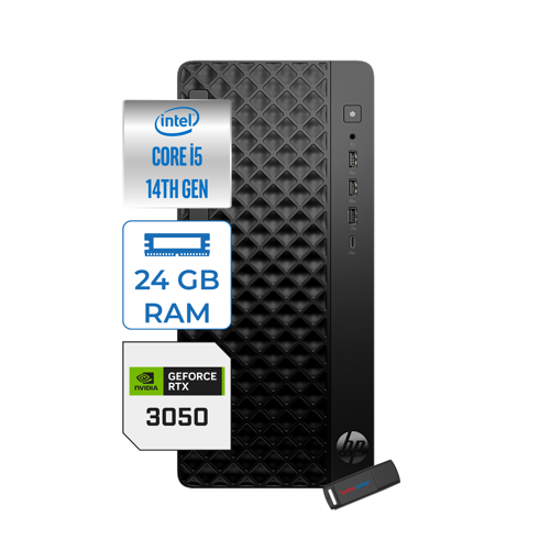 Prodesk 2 Tower G1I Intel I5 14400 4,7 Ghz 24GB Ddr5 256GB SSD 6GB/RTX3050 WIN11HOME Mini Tower Masaüstü Bilgisayar B70VQAT23H06+ZETTAUSBBELLEK