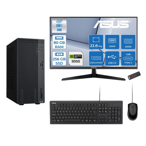 Expertcenter P500MV Intel® Core™ Ultra 7 240H 5.2ghz Aı 80GB Ddr5 256GB SSD 23.8"120Hz 6GB/RTX3050 Freedos Mini Tower Masaüstü Bilgisayar D724016512B0D23F26+ZETTAUSBBELLEK
