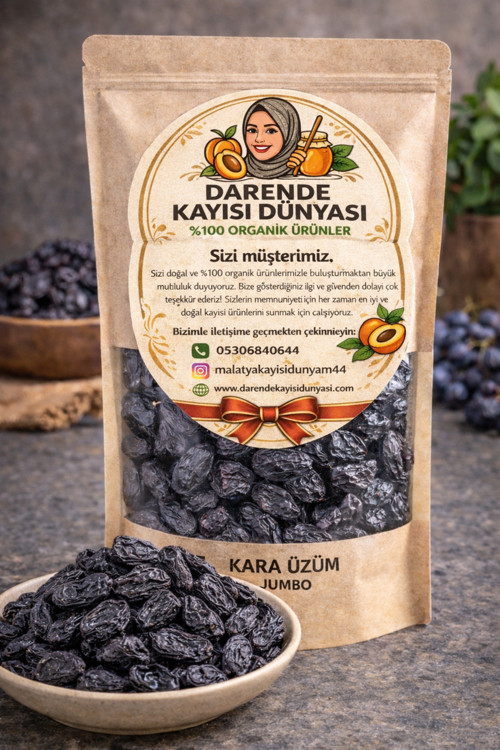 Jumbo Kara Üzüm (500 GR) – Doğal, Katkısız, Kuru Üzüm
