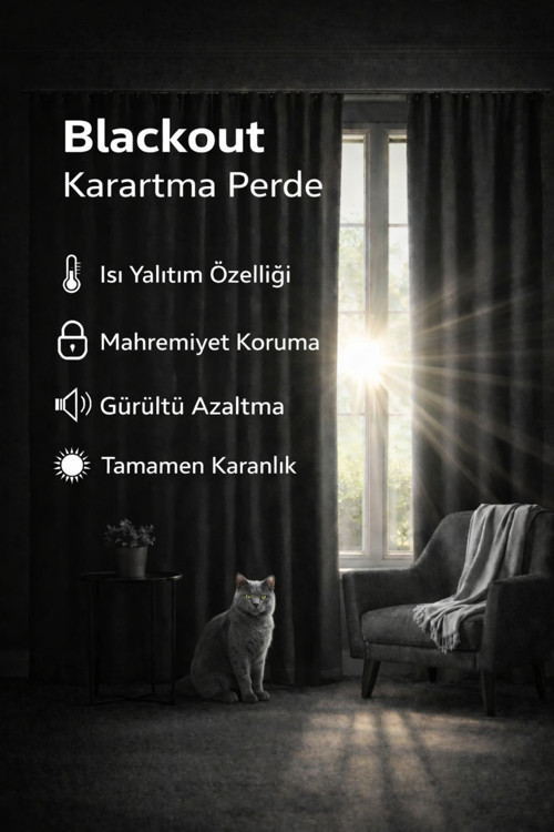 Hardal Işık Geçirmez Blackout Termal Günelişlik Perde Yüksek Kalite (En X Boy)