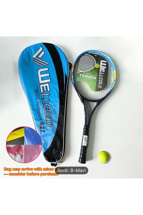 Yüksek Kalite Düşük Sarsılma Pro Tenis Raketi 27 İnch L1 + Taşıma Çantası 1 Adet Top