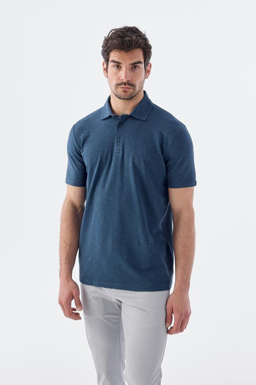 Lacivert Düğme Detaylı Slim Fit Polo Yaka T-Shirt