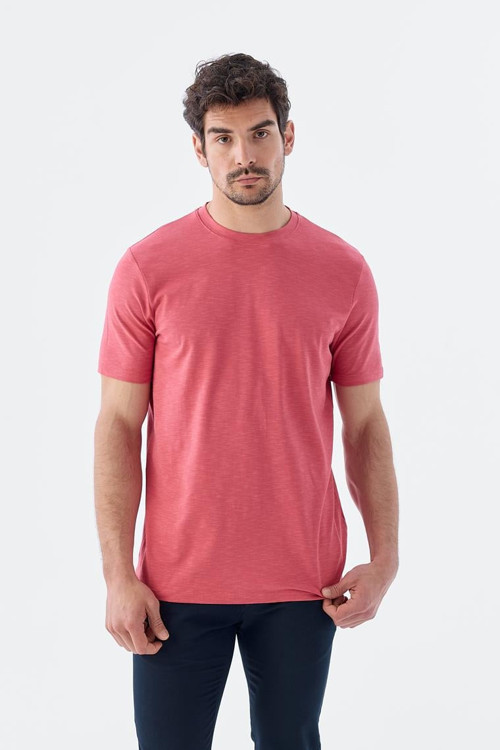 Gül Kurusu Slim Fit Bisiklet Yaka T-Shirt