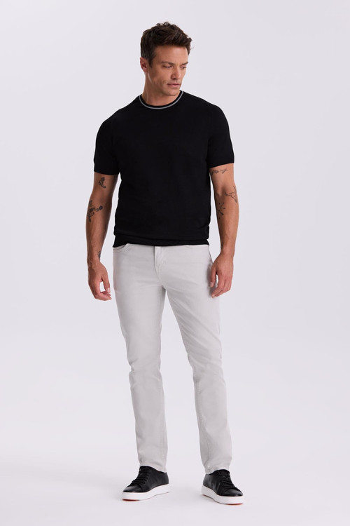 Siyah Slim Fit Triko Bisiklet Yaka T-Shirt