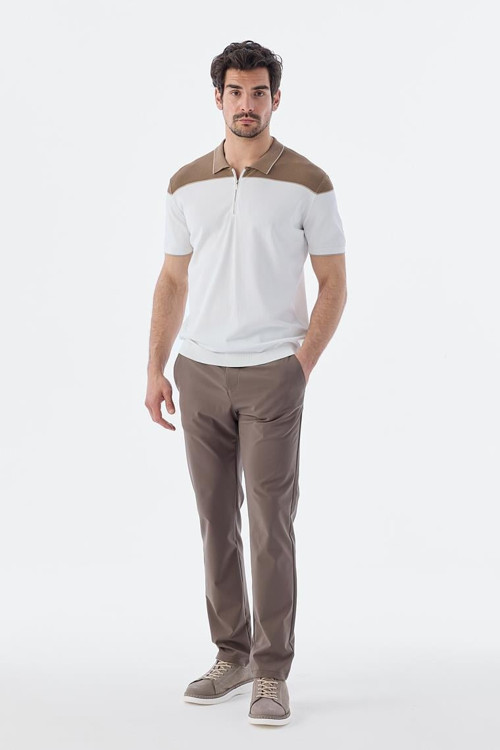 Vizon Slim Fit Fermuarlı Polo Yaka T-Shirt