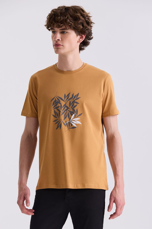 Hardal Slim Fit Bisiklet Yaka T-Shirt